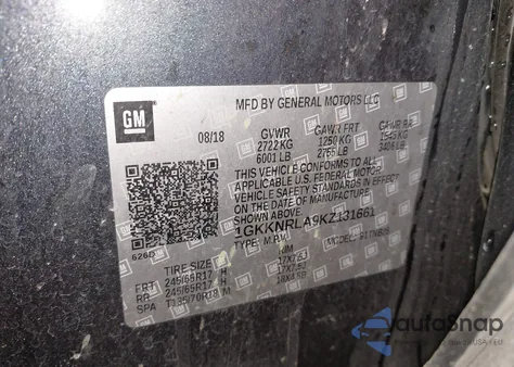 2019 GMC Acadia Sle-1 from USA, damaged, VIN 1GKKNRLA9KZ131661
